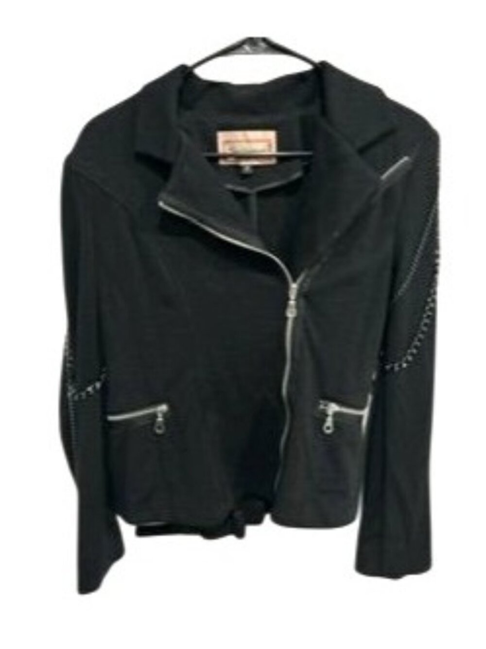 Tumbleweed Small Black Chain Detail Moto Jacket Polyester Gothic Alt Aesthetic